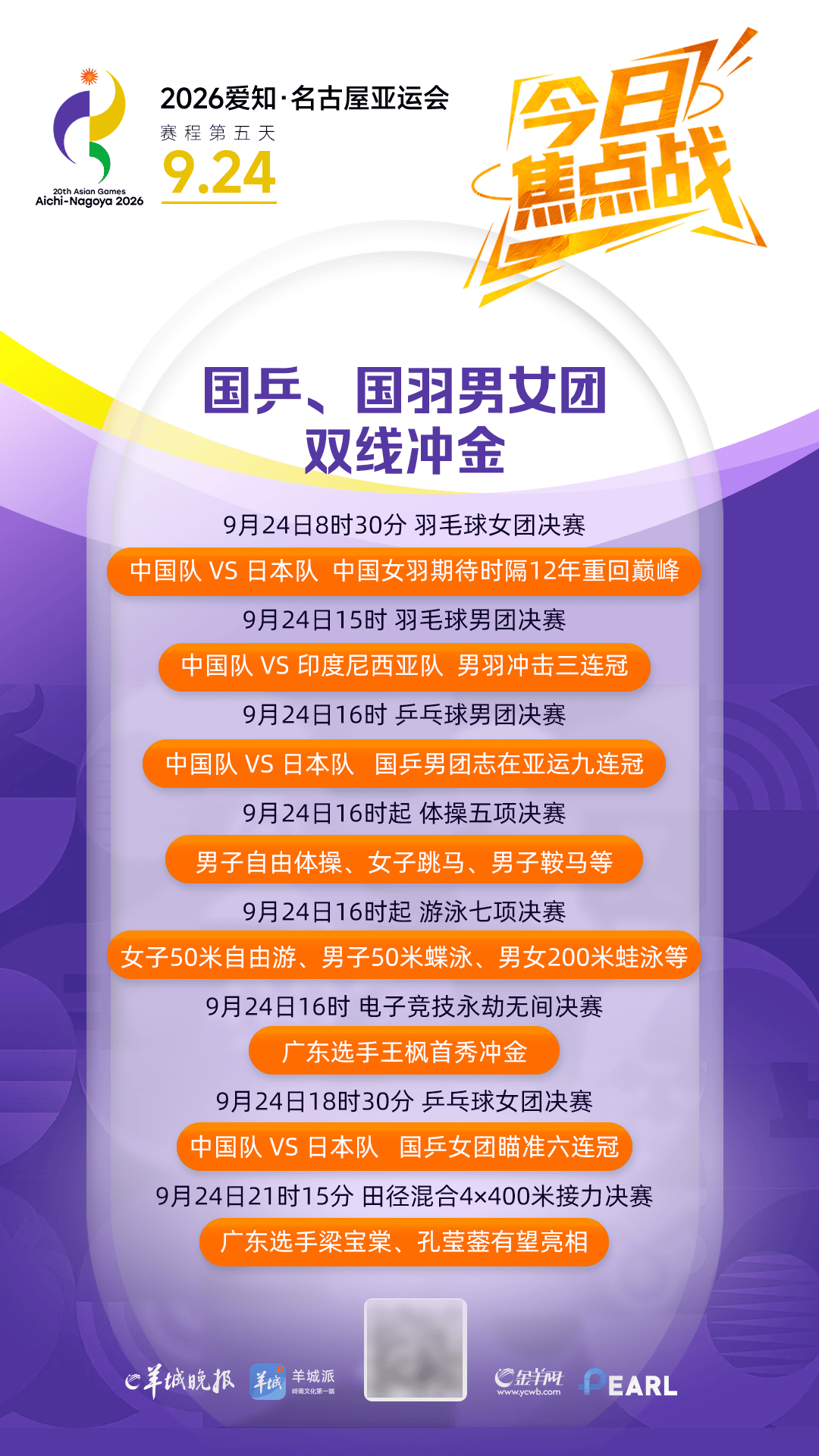 亚运9月24日看点｜国乒、国羽男女团双线冲金，电竞赛场见证广东力量