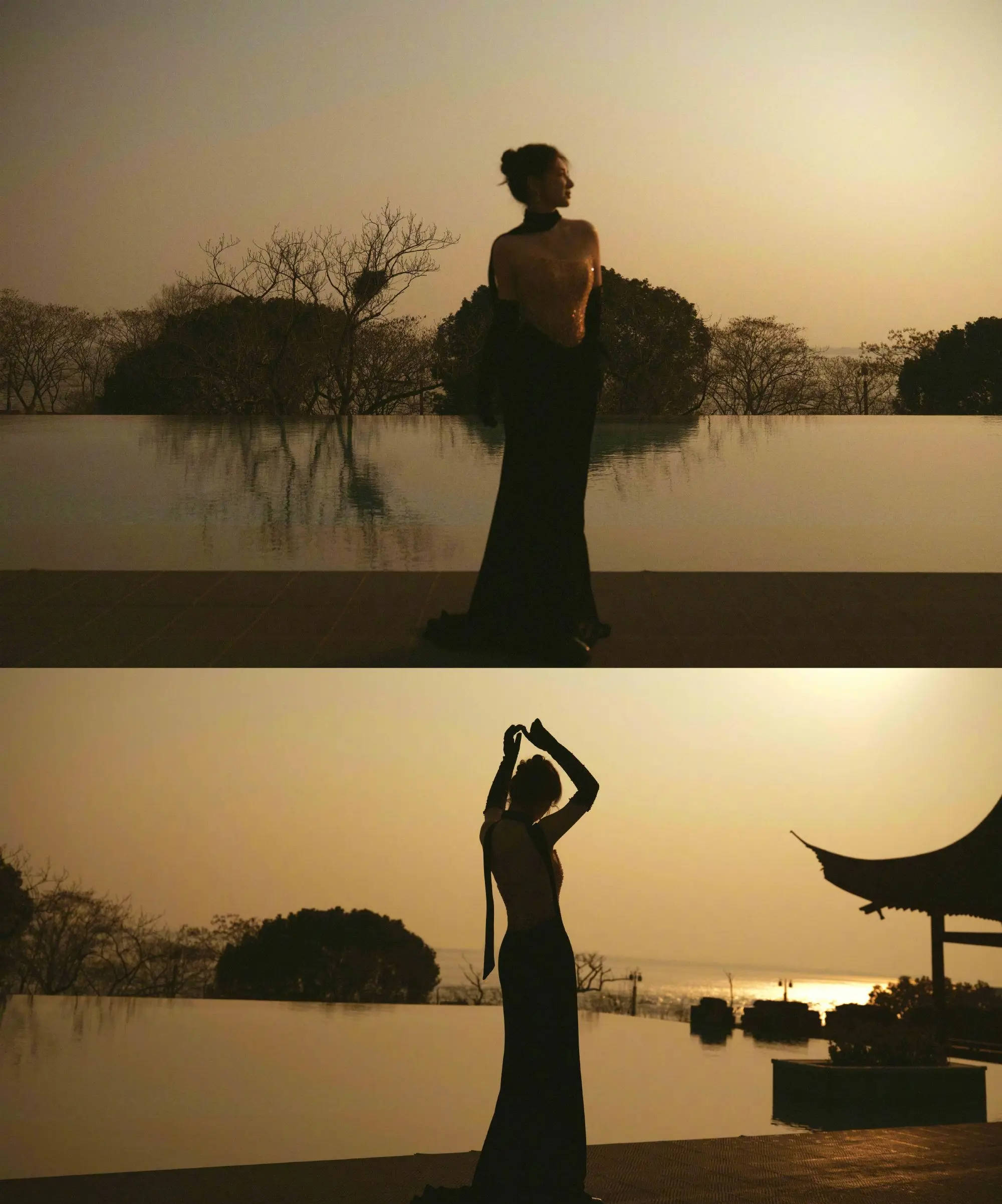 黄奕穿鎏金好意思裙展现傲东说念主弧线 前凸后翘身姿优雅